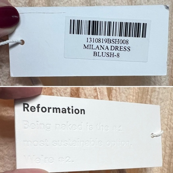 Reformation NWT Milana Blush Crepe Cotton Scoop Neck Long Sleeve Maxi Dress 8 - Picture 16 of 16